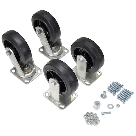 Vestil 6"X2" MOLD-ON-RUBBER CASTER KIT 2400# CAP, PK4 D-CK4-MR6-2